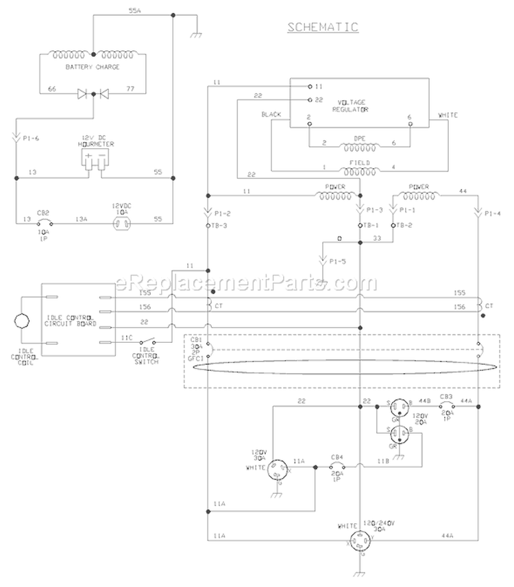 Page E Diagram and Parts List for 030336-0  Briggs and Stratton Generator